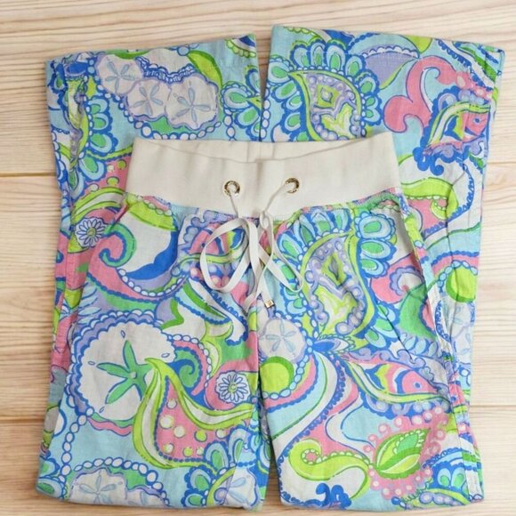 Lilly Pulitzer ✦ Beach Pant ✦ Colorful Paisley Print Drawstring Waist Relaxed XS - Picture 5 of 13